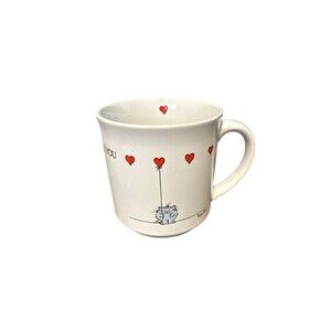 Sandra Boynton LOVE YOU Cat Mug Red Heart Balloon All Around Hearts Cup